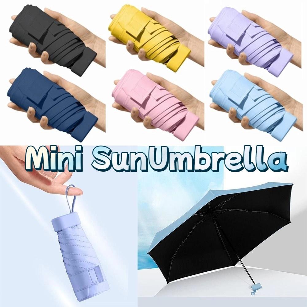 Five Fold Mini Sun Umbrella UV Protection Folding Pocket Umbrella Hand Operated Parasol  Women