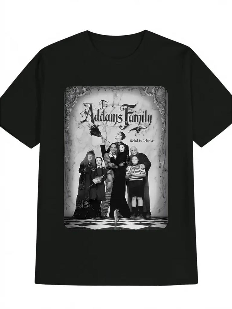 Herren Freizeit T-Shirt mit Rundhalsausschnitt, Die Addams Family Weird Is Relative. Drucklasche