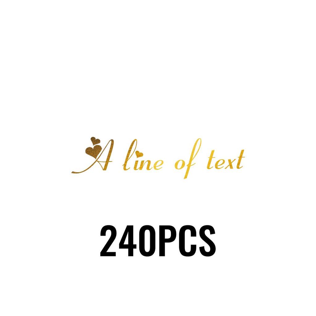 30-240Pcs Custom Text Rectangle Transparent Golden Foil Stickers, Personalized Wedding Labels, Customized Birthday Stickers,