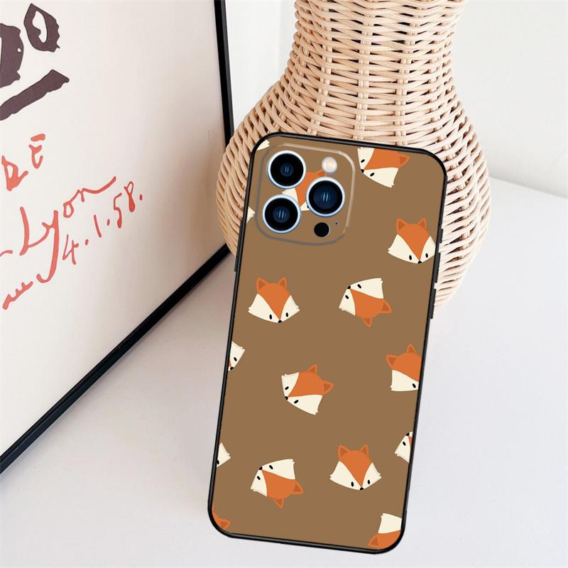 Cartoon Foxes Animal Phone Case For iPhone 16 Pro Max 14 13 12 11 15 17 Pro Max Mini 15 16 Plus 16e Back Cover