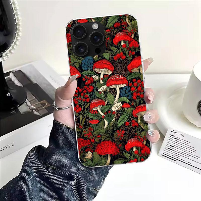 Colorful Mushroom Soft Phone Case For IPhone 11 17 Air 16E 16 Pro Max 15 + 14 Plus 13 Mini 12 Apple 7 SE 8 Fundas Coque 11 17 Ai