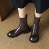 Krazing Pot Microfiber Autumn Winter Shoes Thick Med Heels Size 43 Chelsea Boots Back Knitwear Stretch Ankle Boots