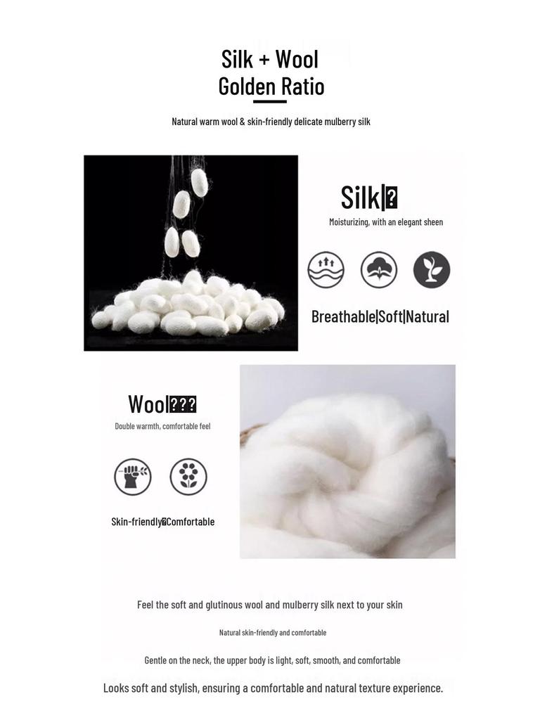 Lace Silk Wool Diamond Scarf: Versatile Autumn/Winter Double-Sided Mulberry Silk and Wool Shawl