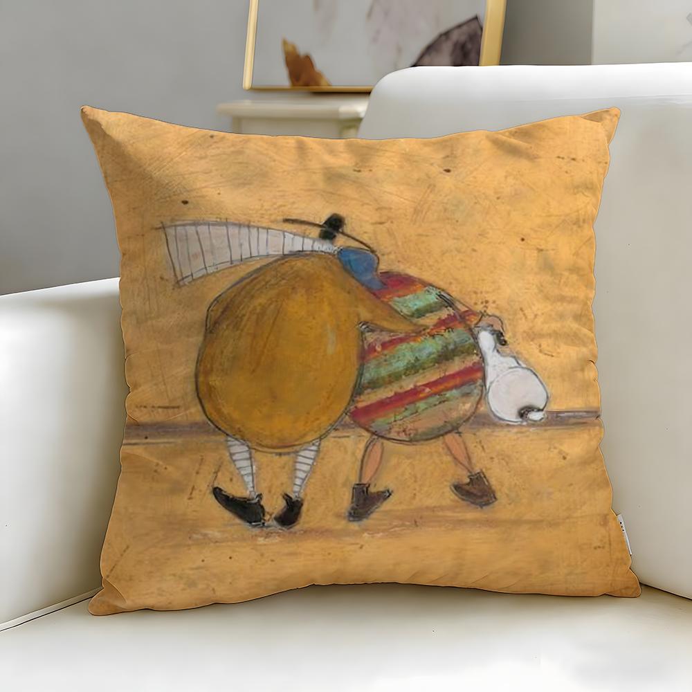 Classic Artist Sam Toft Cushion Cover Soft EasyWash Pillow Case Versatile for Couch Bed Travel and Office