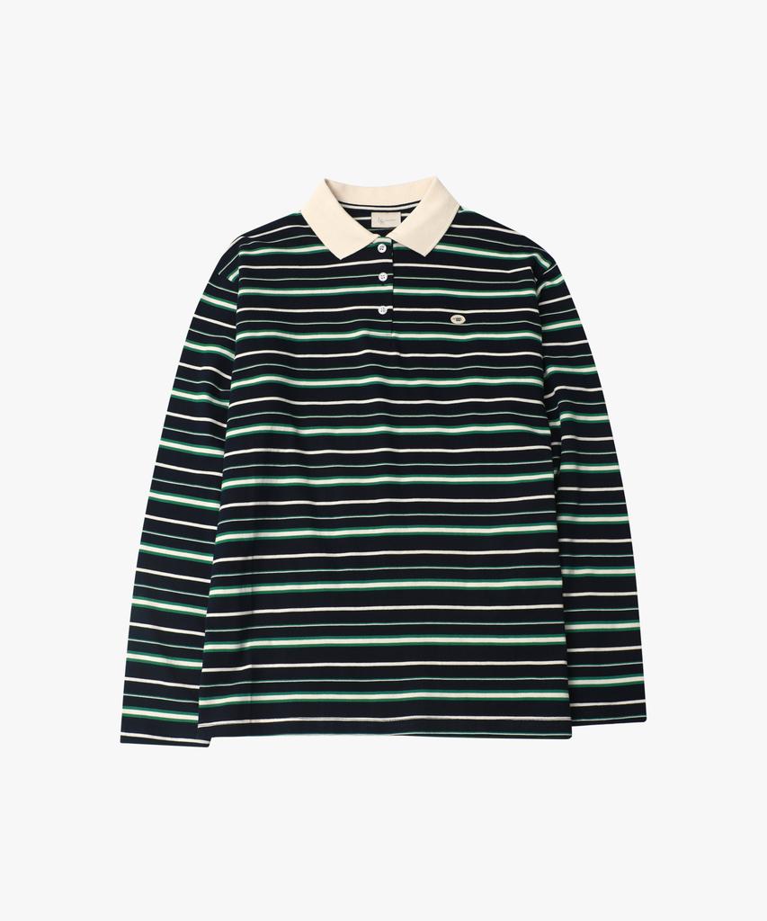 LOSSYROW Stripe Polo T-Shirt Green