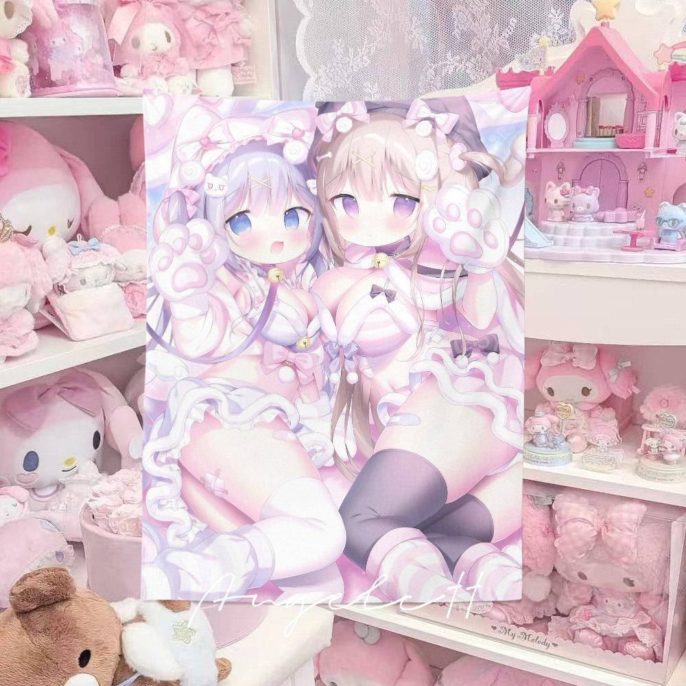 

Galgame Anime Kawaii Maid Cat Girl Tapestry Girly Room Aesthetic Wall Hanging Home Decor Backdrop 74x94cm(29x37in)