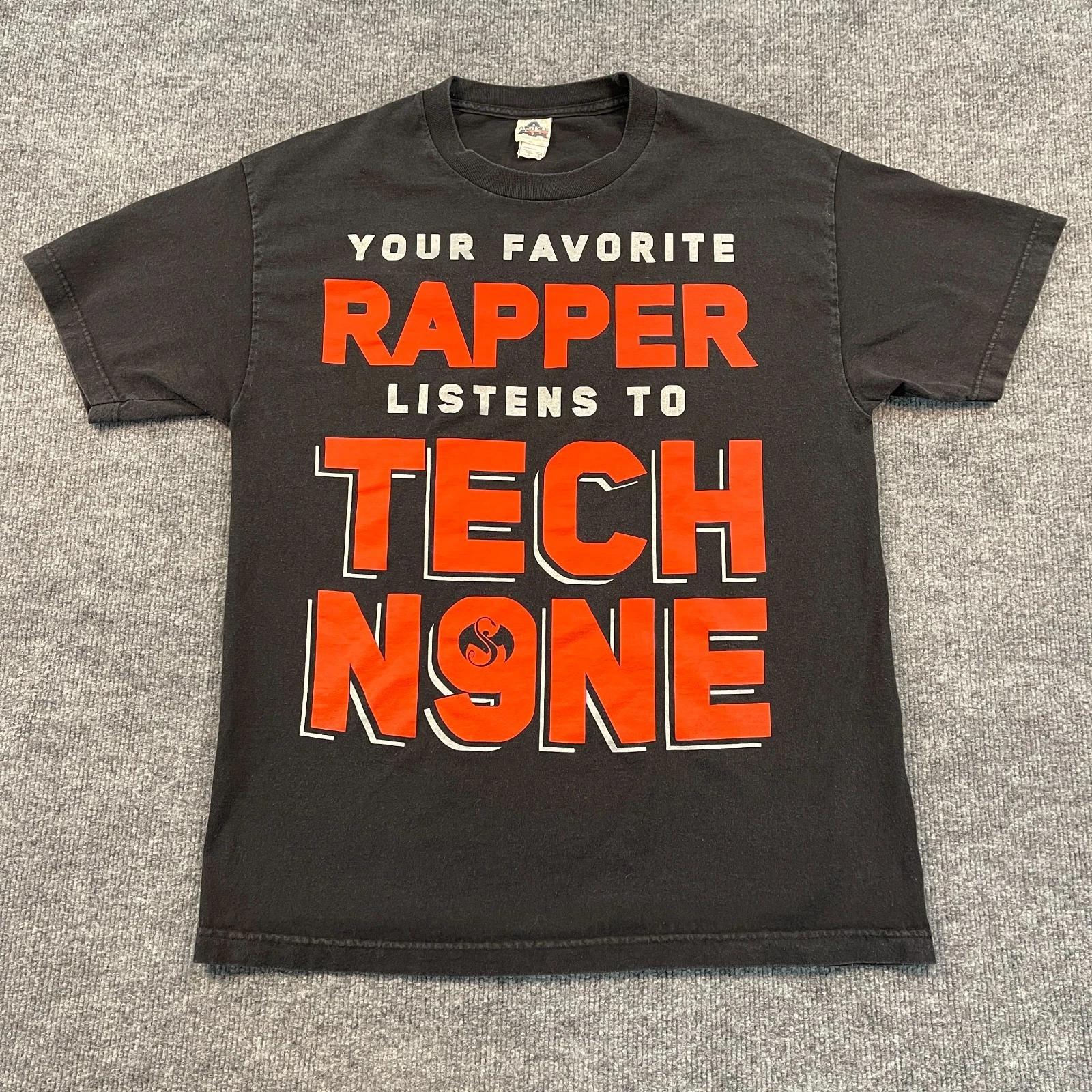 Vintage Tech-N9ne Strange Music Hiphop Rap Tee Shirt Large 21x28 Black 3XL