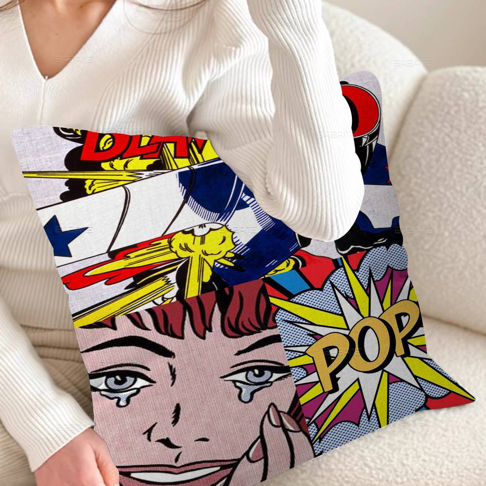 Roy L-Lichtenstein Pop Art Pillow Gift Home Office Decoration Bedroom Sofa Car Cushion Cover case 45x45