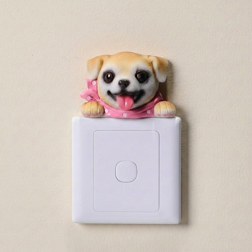 Resin Animal Wall Stickers Home Decor Cartoon Dog Cat Reindeer Elephant Panda Switch Decals Room Decorations