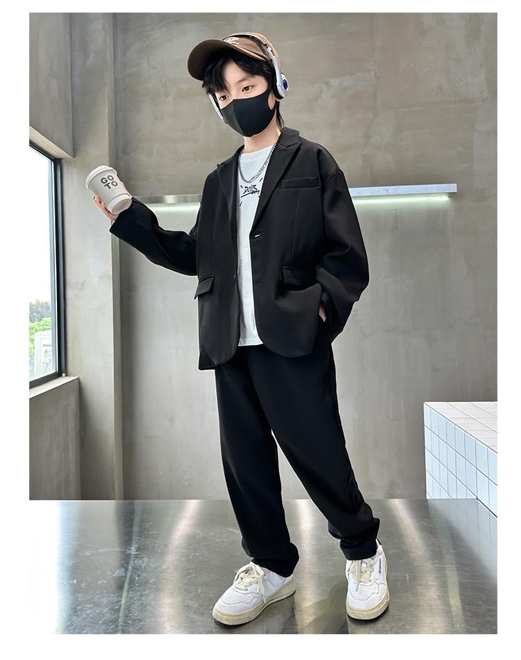 Suit for Formal Long Jacket and for School Entrance DYH014 Black [TYYRBMG] Boys, Suit, Setup, Sleeve, 2-Piece Set, Pants, Ceremonies, Recitals,