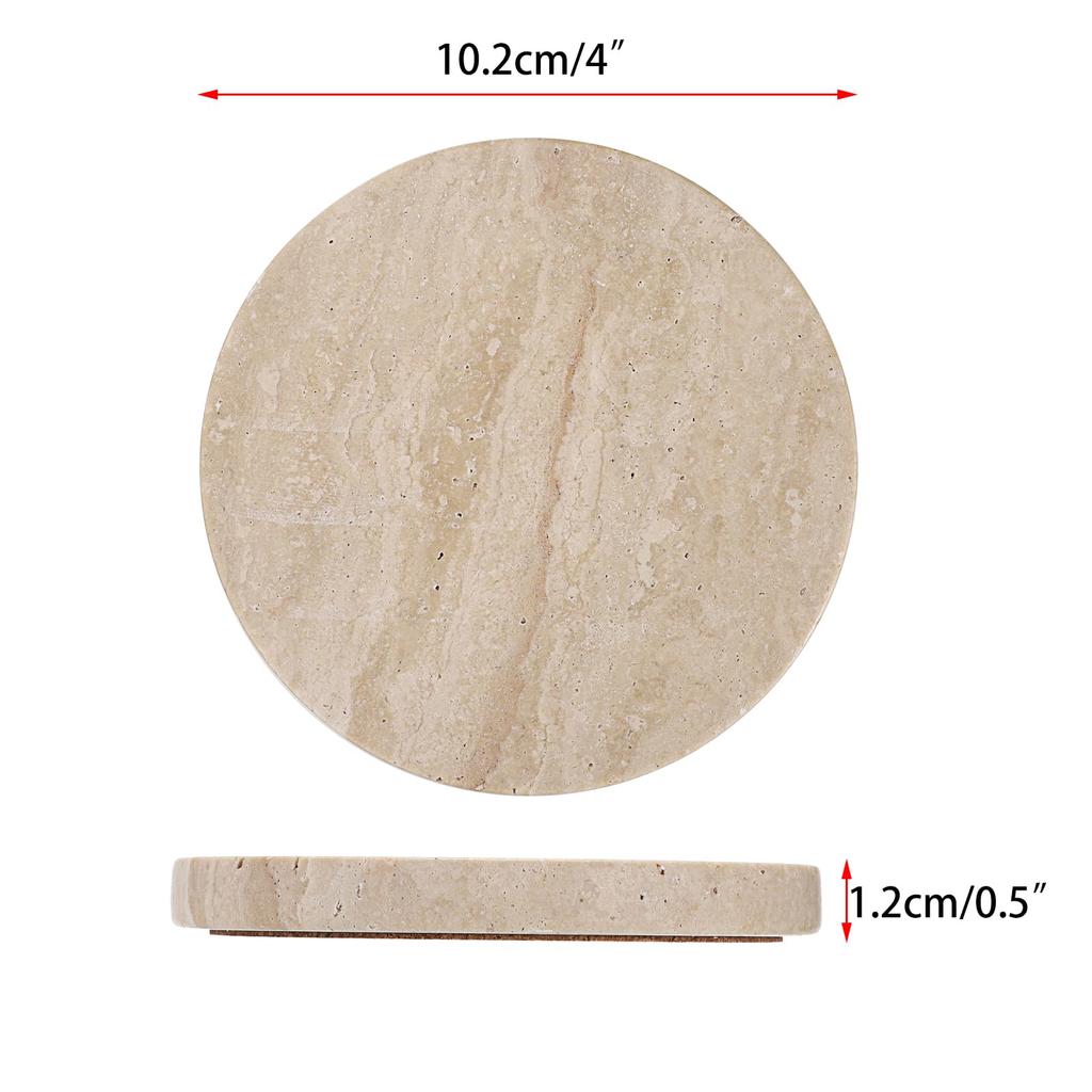 BSTKEY Marble Coasters, Round Coasters, Heat-Insulating Pads, Cup Stands, Non-Slip, Stylish, Set of 4, Yellow