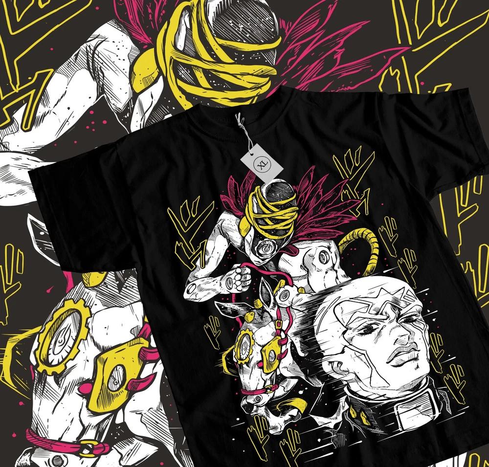 Anime s Bizarre Adventure Made In Heaven Graphic Black TShirt Size S4XL