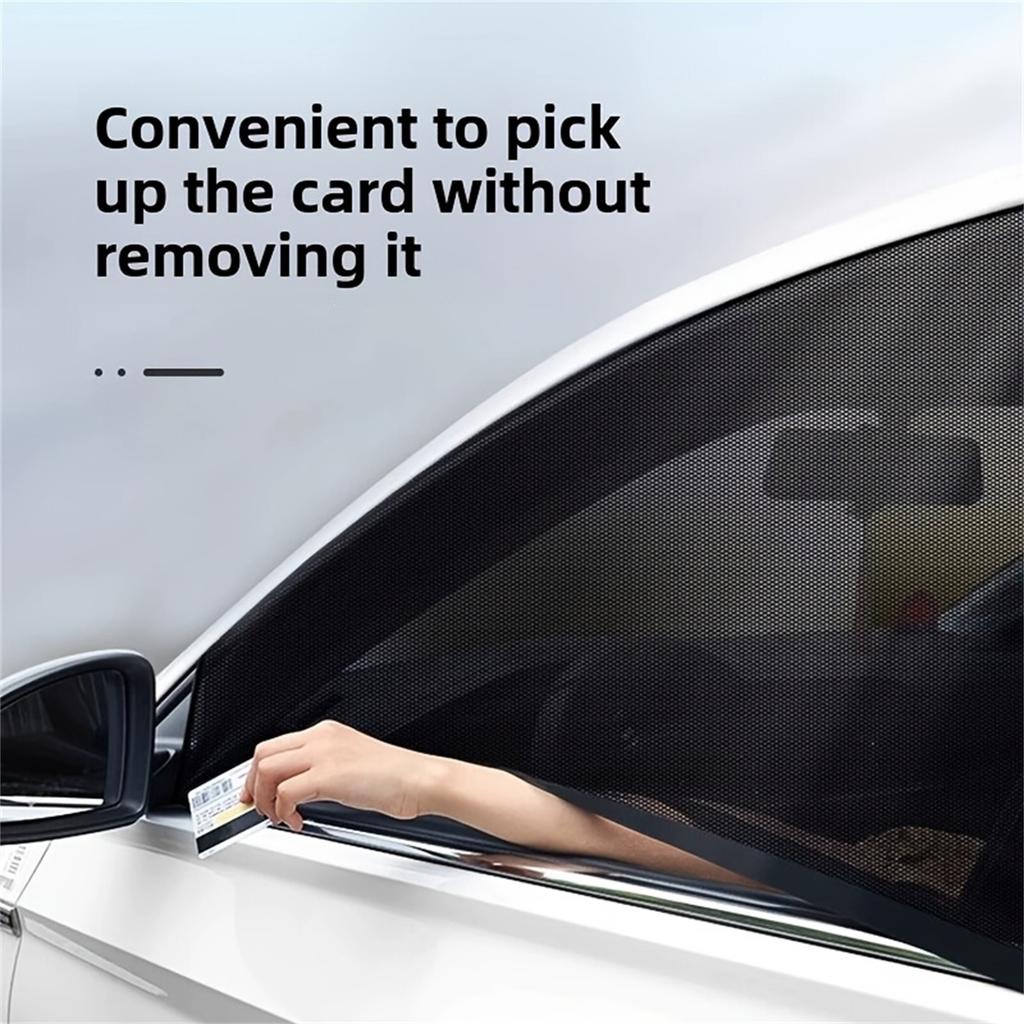 4 szt. Uniwersalne osłony przeciwsłoneczne samochodowe - Czarna siatka chroniąca przed promieniowaniem UV na przednią i tylną stronę, Oddychające zasłony zapewniające prywatność do zacieniania pojazdu i ochrony przed słońcem