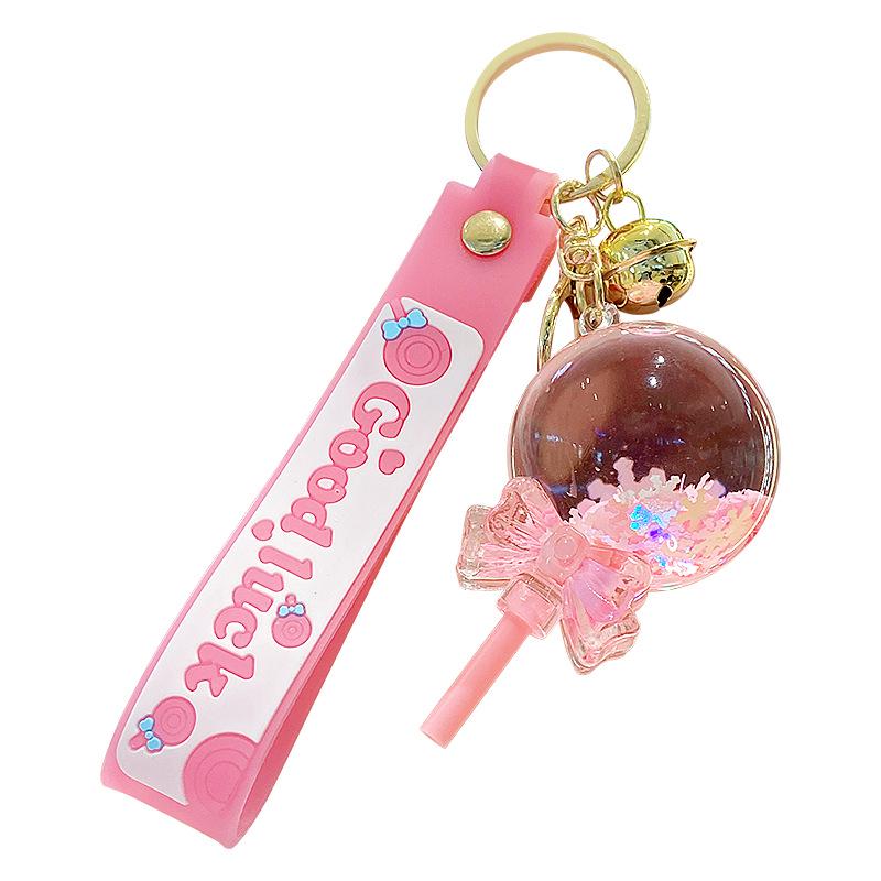 Klíčenka s ozdobou ve tvaru lízátka se sněhovými vločkami a tekutým pískem pro ženy a dívky