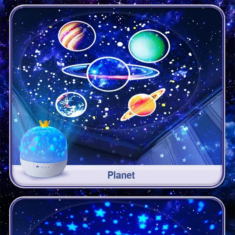 Galaxy Lichtprojektor Krone Stern Nachtlichter rotierende LED Schlafzimmer Dekoration Lampe