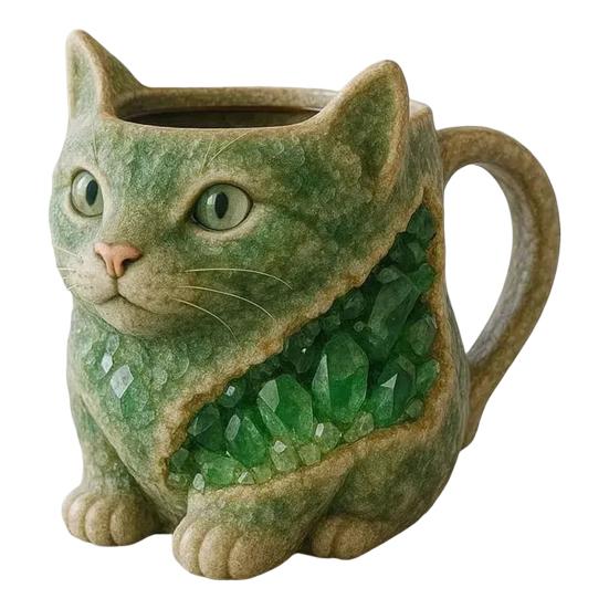 

Кружка для кофе с изображением кота, 3D, искусственная хрустальная смола, художественная чашка с эргономичной ручкой, новинка, подарок для любителей кофе и чая