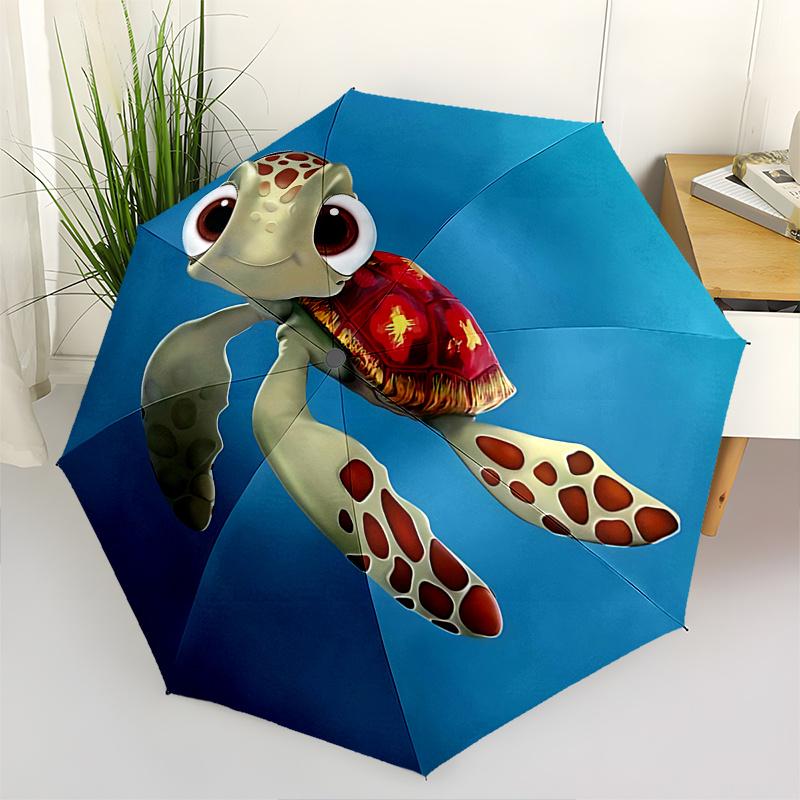 

Disney Sea turtle, Ocean life Automatic Open/Close Umbrella - Cute Umbrella with Cute Design, Portable 3-Fold Compact Umbrella for Men & Wom
