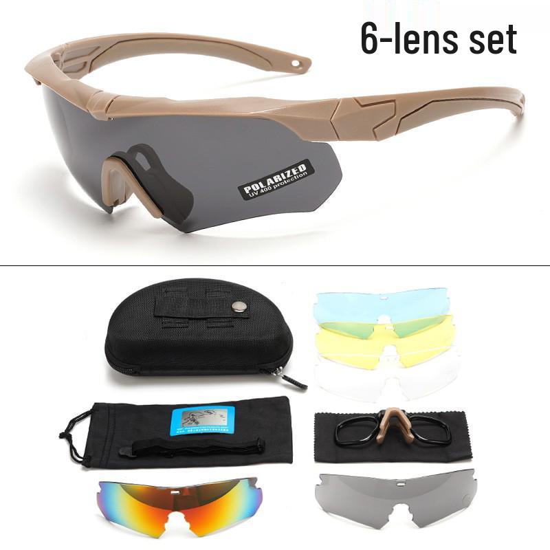 In-Stock Black CS Tactical Polarized Anti-UV Shooting Goggles - Windproof, Sandproof Outdoor Sunglasses.