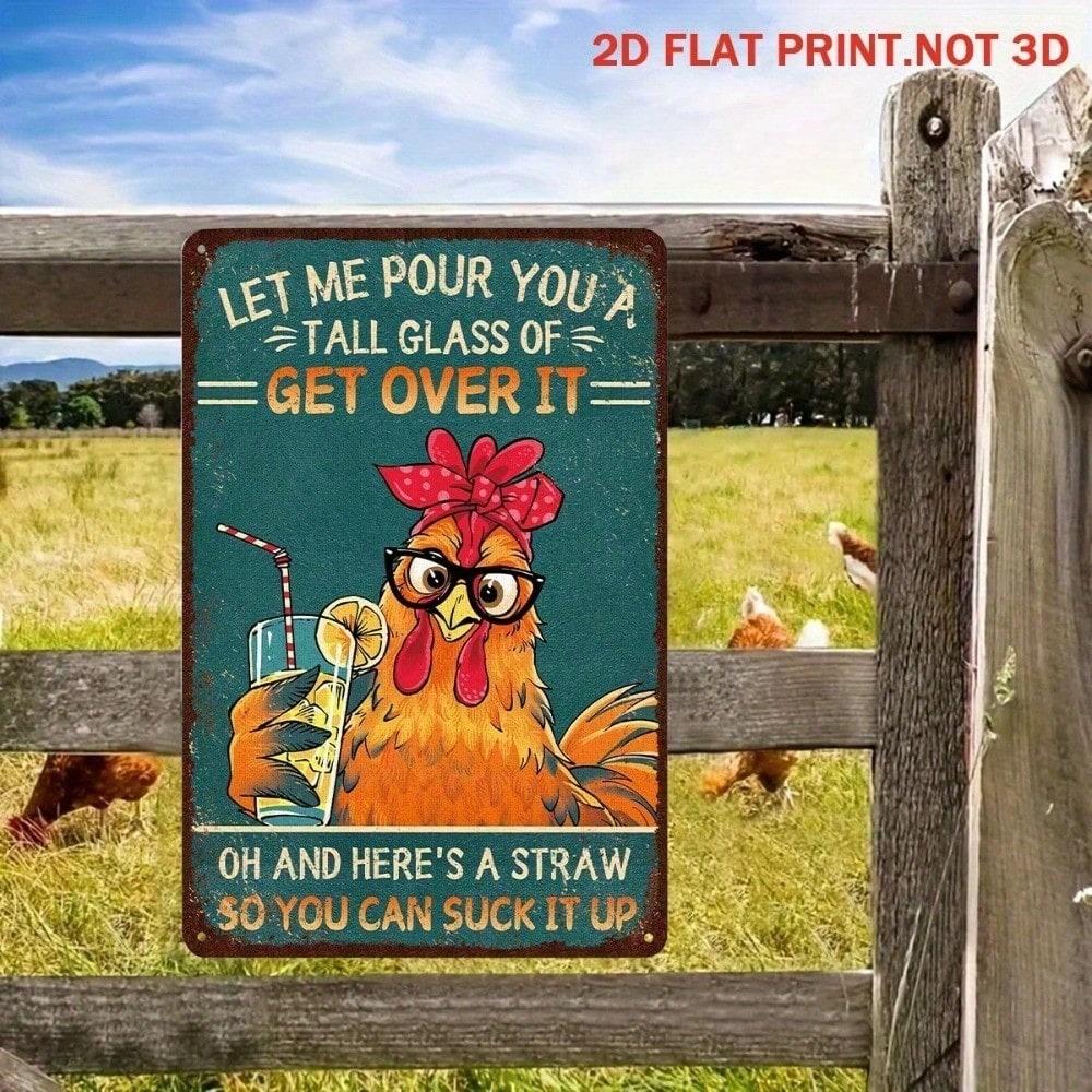 

Metal Poster Get Over It Hen Vintage Wall Decor Kitchen