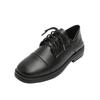 Large Size Loafers Women's 41-43 Spring and Autumn Velvet Flat-soled Lace-up Small Leather Shoes Women's Black Work Shoes European and American Thick