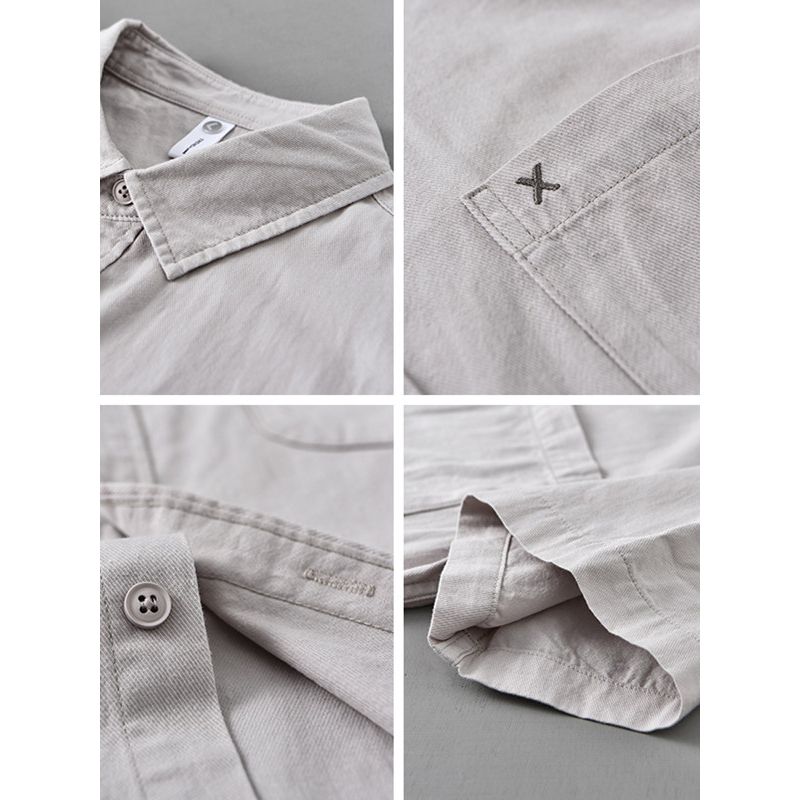 100% Cotton Short-Sleeved Shirt for Men, Japanese Style, Artistic Embroidery, Washed Pure Cotton Casual Shirt, Summer 2025 New Style