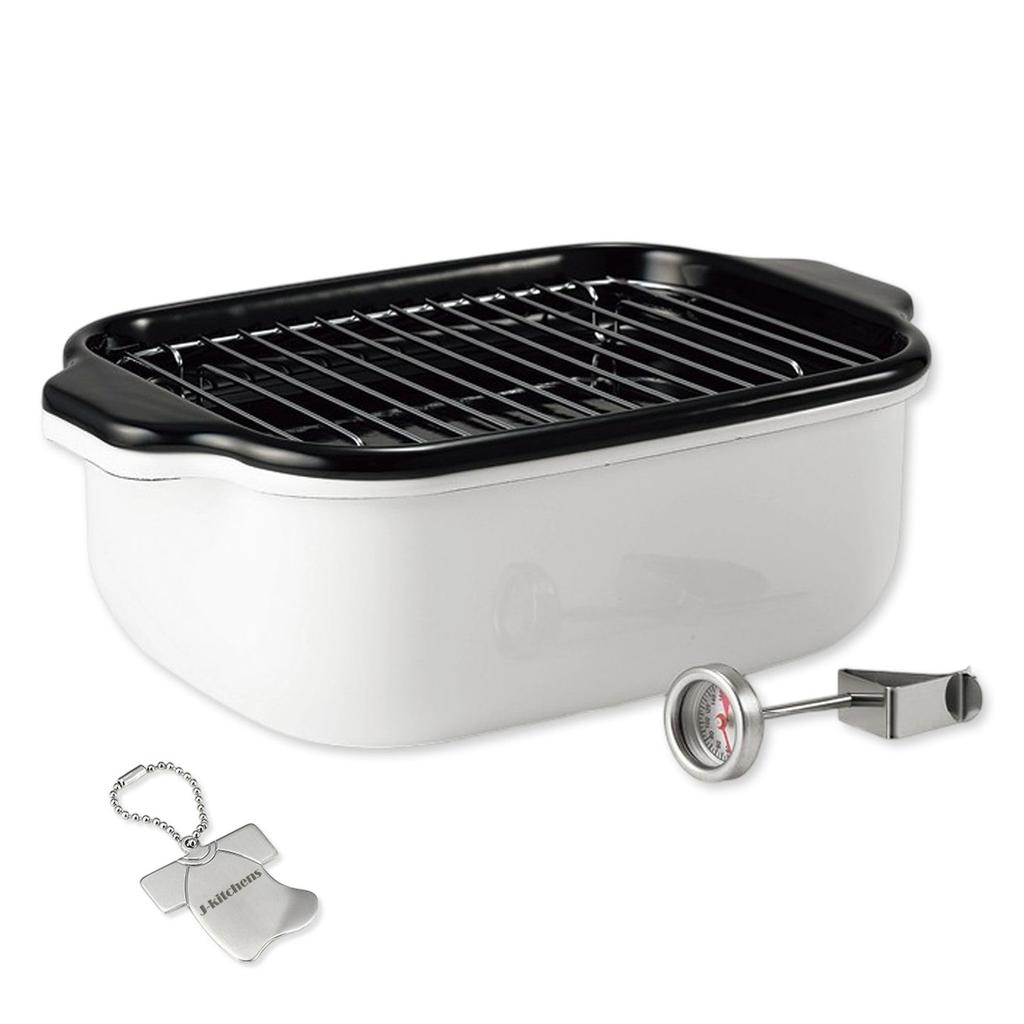 Enamel Tempura Rectangular Easy to Fry Long Includes a Slatted and Induction and Original T Included J-kitchens Pot, Shape, Ingredients, Tray, Rack,