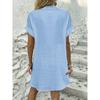YYFS Dámská móda Léto Jaro Jednobarevný potisk Krátký rukáv POLO Neformální šaty s volným pasem