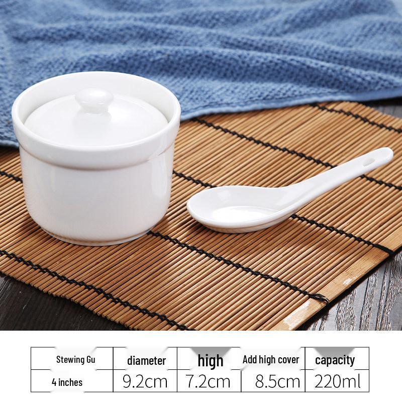 Pure White Ceramic Stew Pot with Lid: Versatile Double Boiler for Soup, Eggs, Bird's Nest, and Tonics