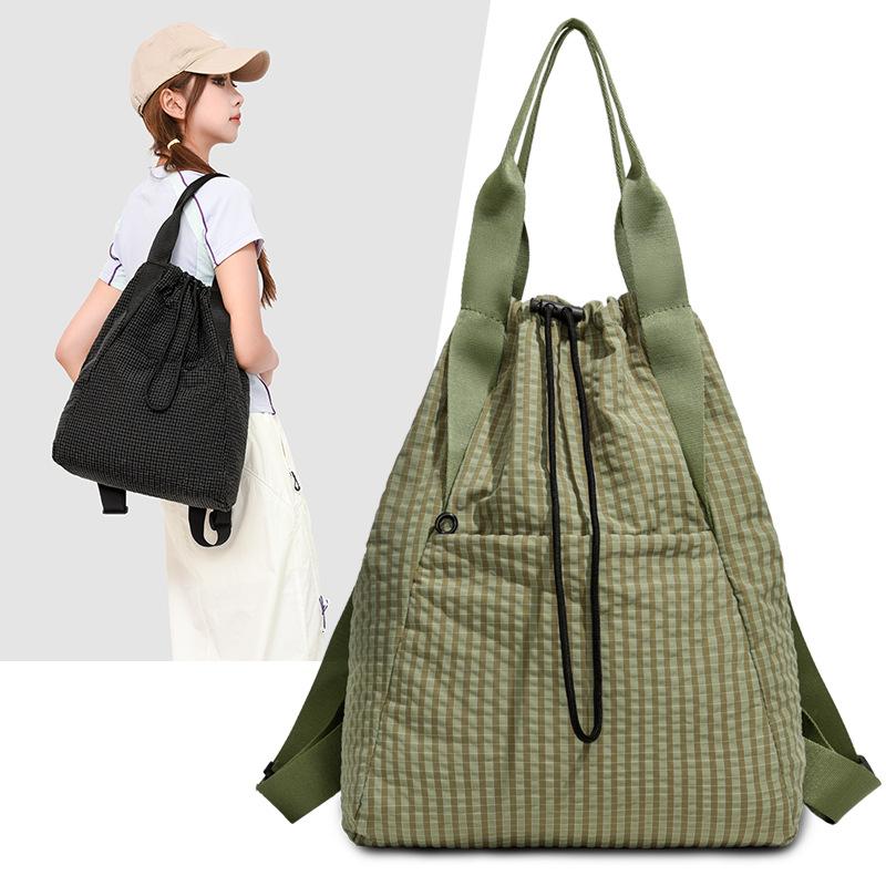 Schoolbag Drawstring Backpack Women's Sports Waterproof Nylon Travel Large Capacity Korean Version Casual High Value Fashion Shoulder Bag