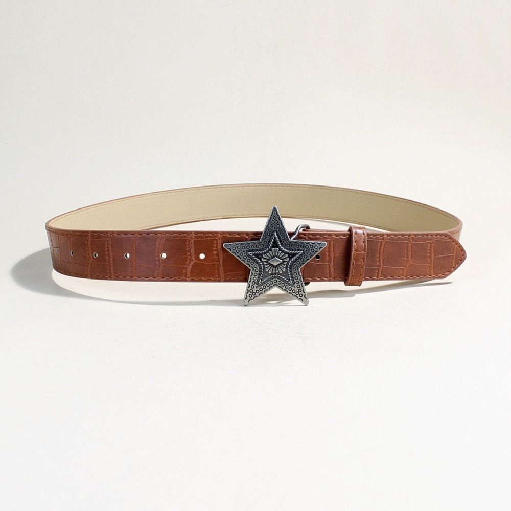 PU Leather Y2K Belt Subculture Star Buckle Waistband Fashion Men Belt Jeans Accessories