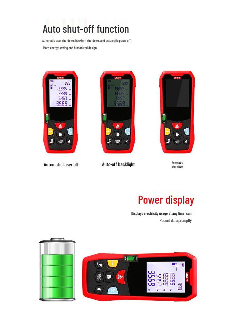 UNI-T High-Precision Rechargeable Infrared Laser Rangefinder: Handheld Room Measurement Device