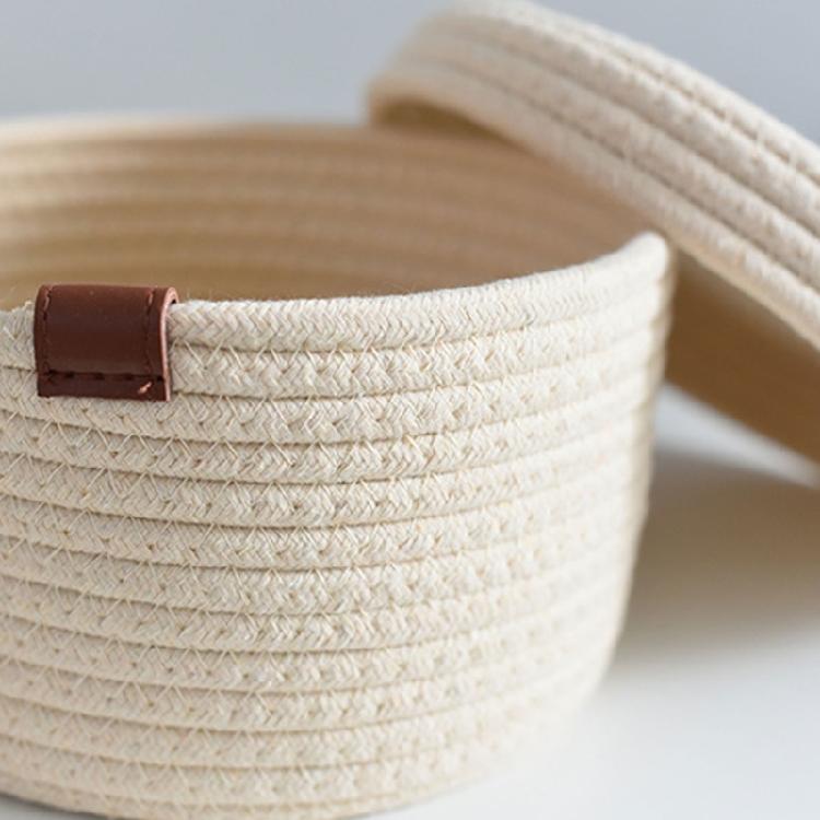 2pcs Sturdy Cotton Rope Storage Baskets With Lid Designs for Keeping Living Space Neat and Tidying Household Use