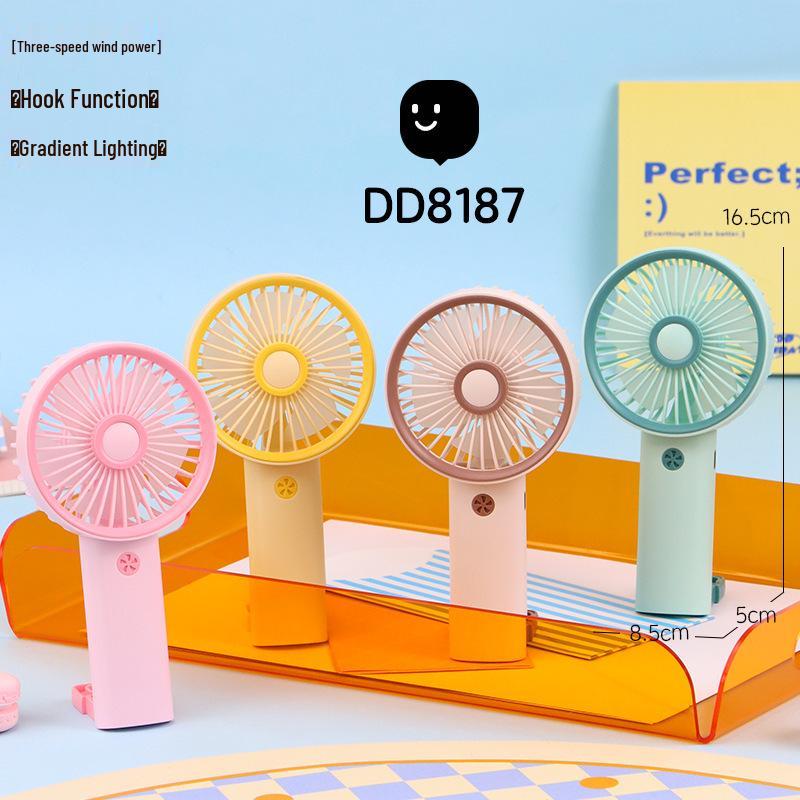 Portable USB-Charged Silent Fan with Light - Compact, Three-Speed Design Boxed + USB Charging Cable