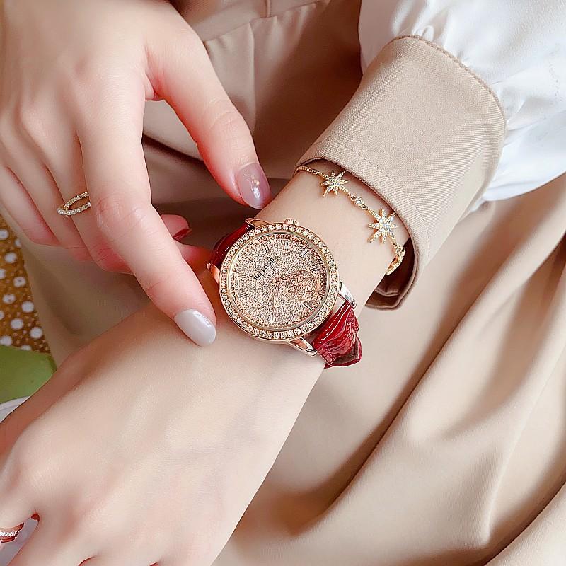 Fashion Personality Full Diamond Chassis Ladies Watch Femininity Rose Gold Diamond Steel Belt