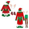 1 Set Christmas Elf Costume Kids Women Elf Outfit Red Green Dress Hat Striped Stockings Elf Ears Shoes Belt Set for Girls Christmas Parties Cosplay