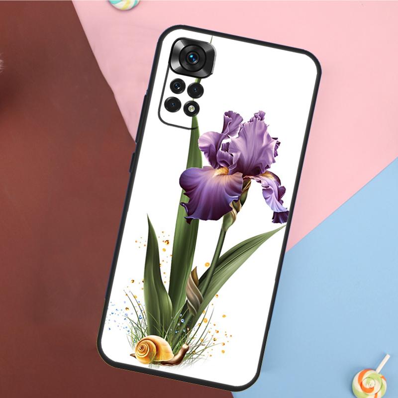 Blue Iris Flower Case For Xiaomi Redmi Note 11 Pro 11S 8 9 12 10 Pro 10S 9S Redmi 9 10 12C 9C 10C Back Cover