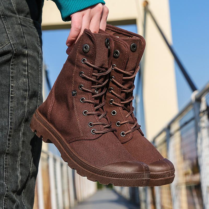 Botas Martin de Lona de Cano Alto com Sola Grossa - Sapatos Esportivos Outdoor da Moda