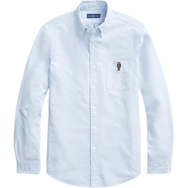 

Polo Ralph Lauren Вышитая рубашка свободного кроя на пуговицах с длинным рукавом для мужчин, синяя MNPOWOV16820896-400 XL
