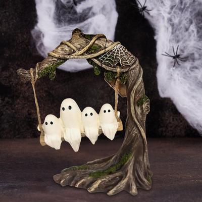 Swing Ghost Figurine Hand-crafted Ghost Decoration Spooky Swinging Ghost Figurine for Halloween Decor Cute for Porch Indoor