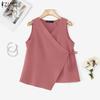 ZANZEA Women Casual V-Neck Sleeveless Lace Up Tank Tops