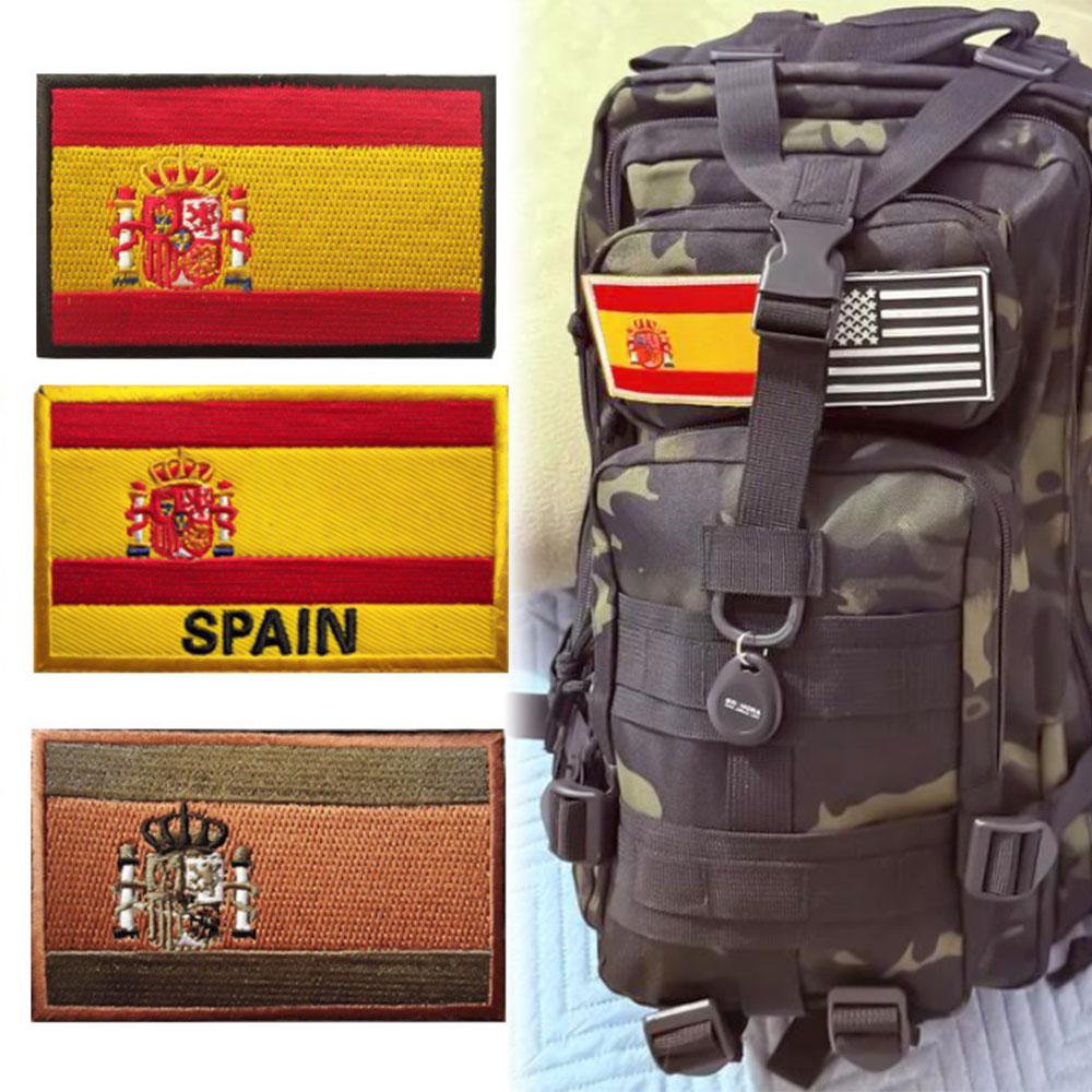 Quality Spain Flag Badge Hook And Loop Embroidered Military Cool Hat Patches Spanish Backpack T-shirt Clothing Shoulder Applique