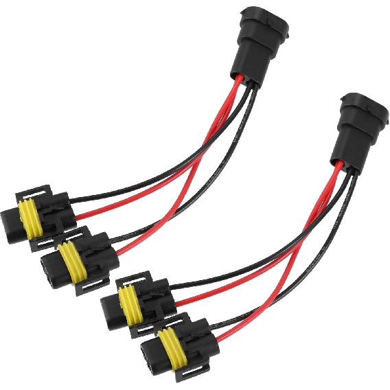 H11 H8 H9 Male Transfer Female Splitter Connector Adapter Socket Harness Cable Harness Connector Adapter (Set of 2)