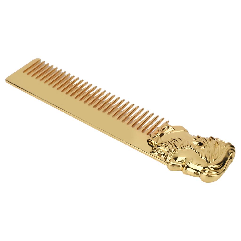 Zinc Alloy Oil Hair Comb Portable Three Dimensional Engraving Vintage Beard Comb for Hair Salon Home Gold