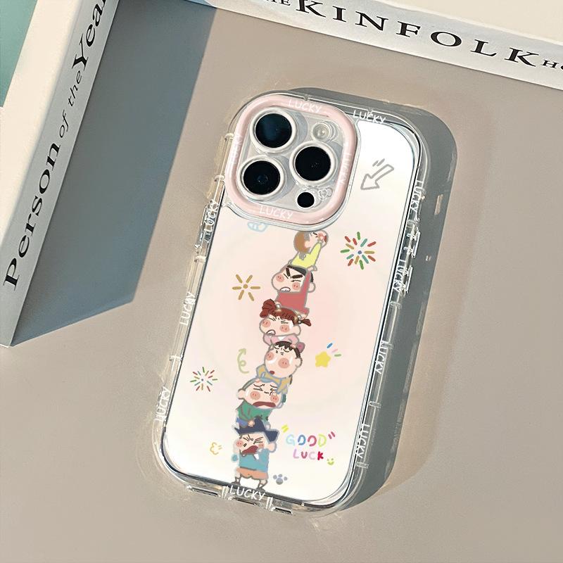 Stacking small new application iPhone17promax cream mirror mobile phone case oil 16 new 15 cartoons 14
