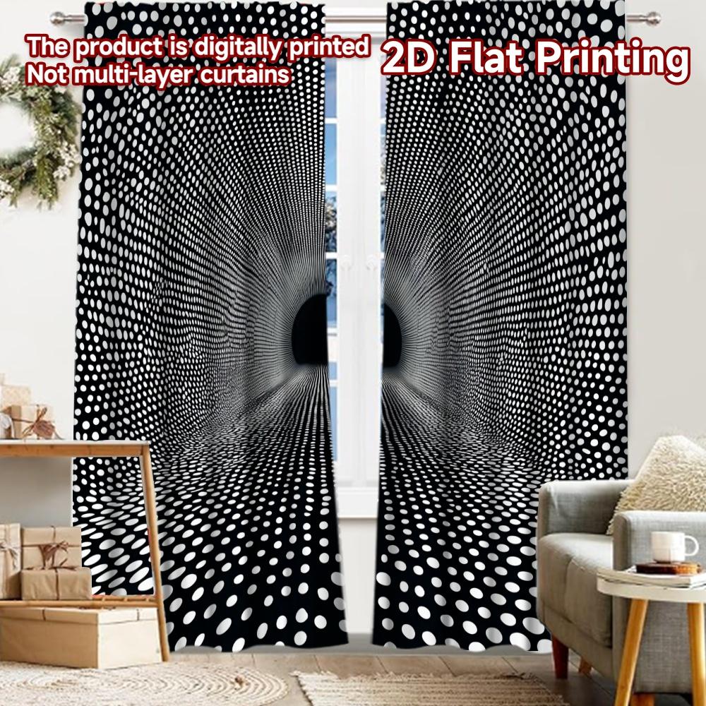 

2pcs 2D FLAT PRINTING Curtains (Without Rod) Hypnotic Vortex Christmas Festival Popular Curtains&Drapes Versatile Durable 100*130 HOOK 1pcs