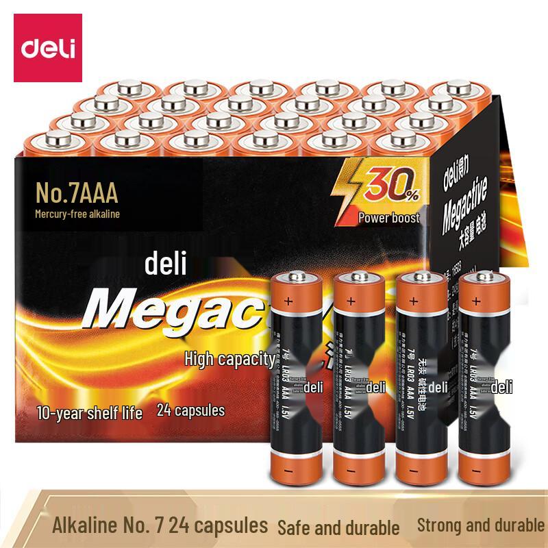 Deli 24-Pack AAA Alkaline Batteries CN Plug (adapter Included)
