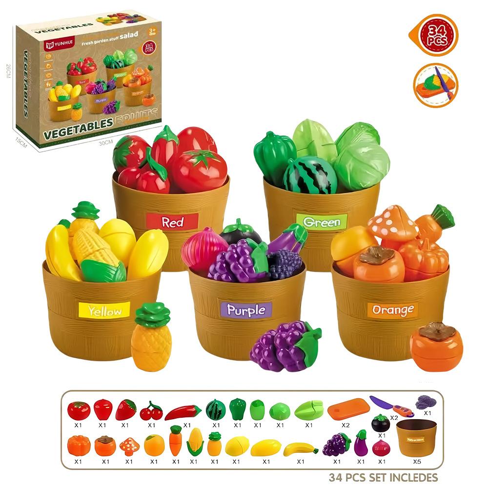 

Развивающие игрушки Набор продуктов для игры для малышей Нарезка фруктов и овощей Ролевая игра Кухня Игрушка для сортировки по цветам для детей Мальчиков Девочек