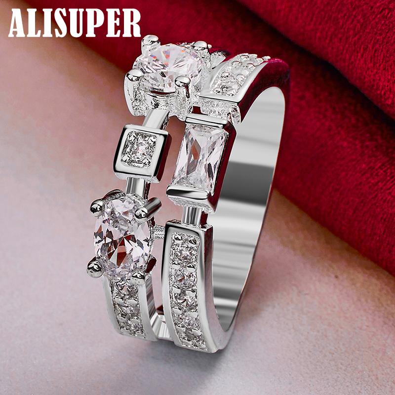 Šperky z kulatého čtvercového AAA Zirkonového prstenu ze stříbra 925 Sterling Silver