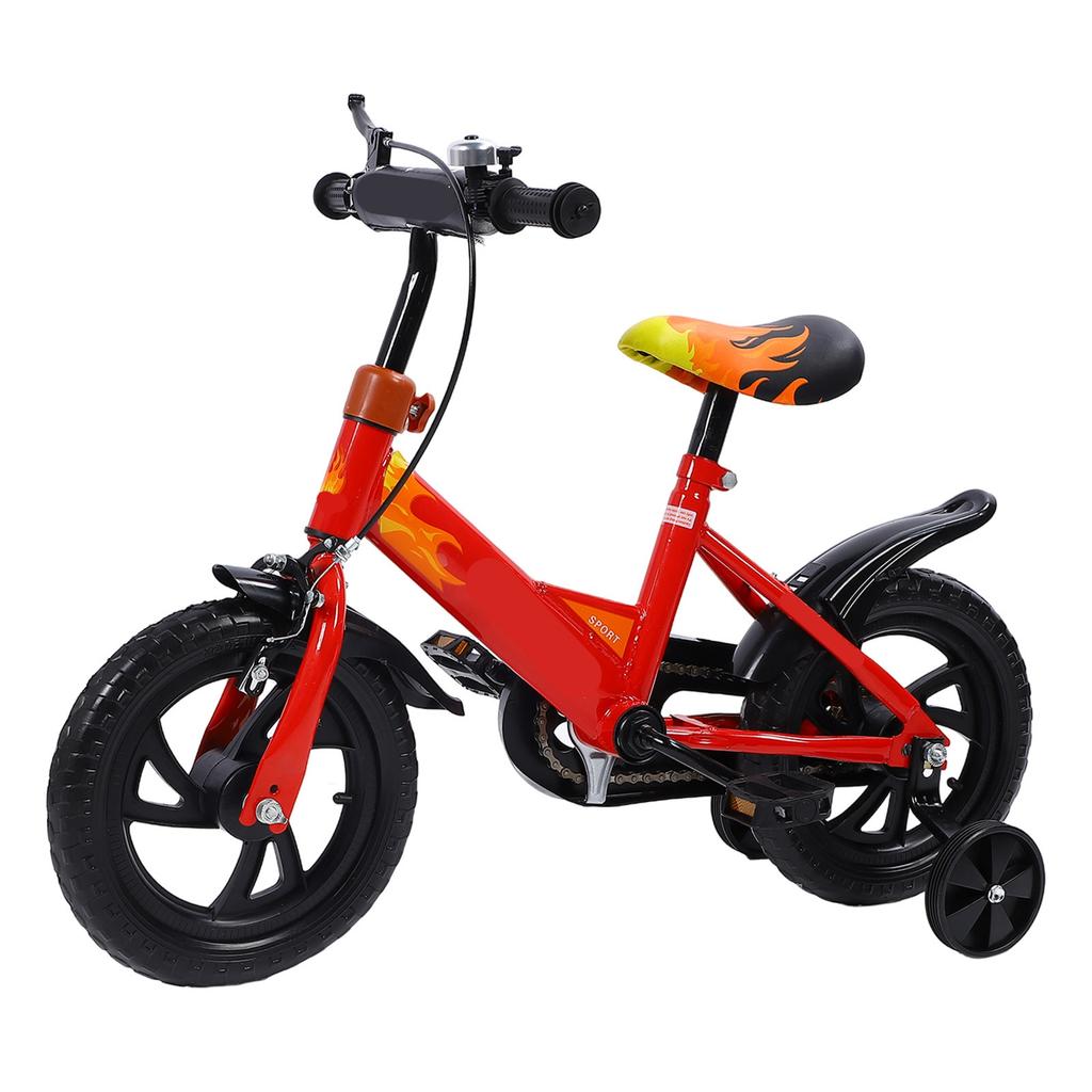 Kids Bike 12 Inch Foam Wheel High Carbon Steel Frame Children Sports Bicycle with Training Wheels for Toddler Red