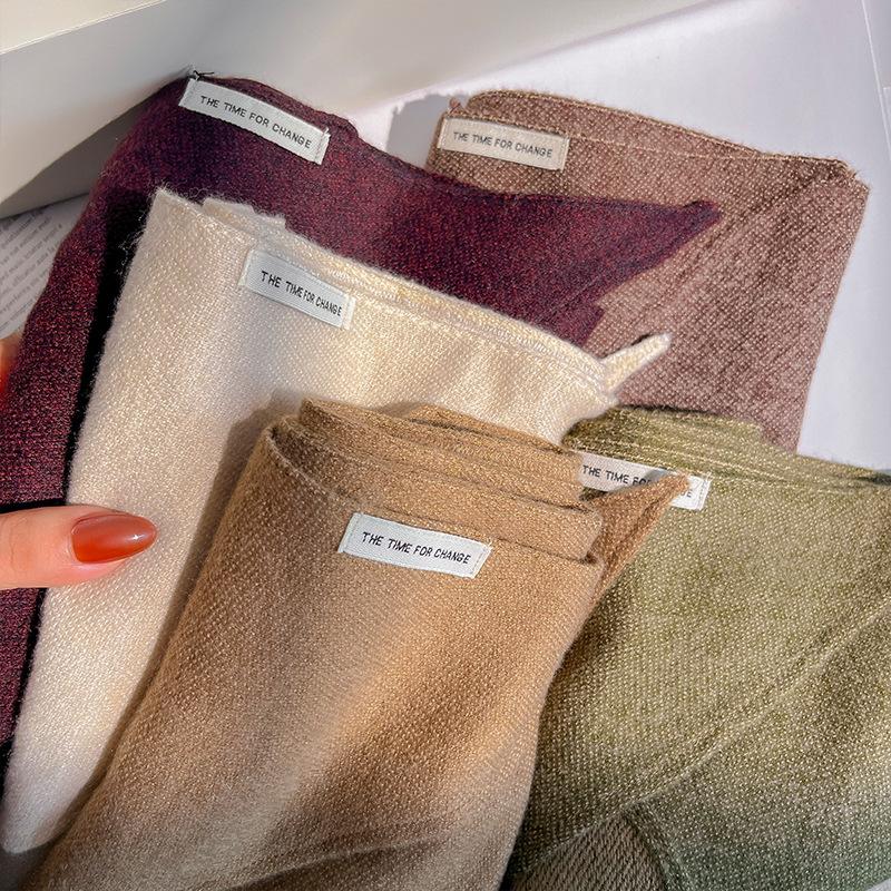 Schal im koreanischen Stil gestrickt Damen Winter Warme Schals Uni Kaschmir Design Verdicktes Schultertuch Weiche Lange Pashmina Hals